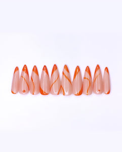 Orange Abstract Press On Nails